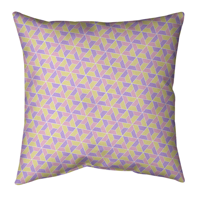 Housse de coussin carré et insert Katelyn Elizabeth Trapezoids, 20 po X 20 po, Pas de bourre, Jaune/rose/mauve