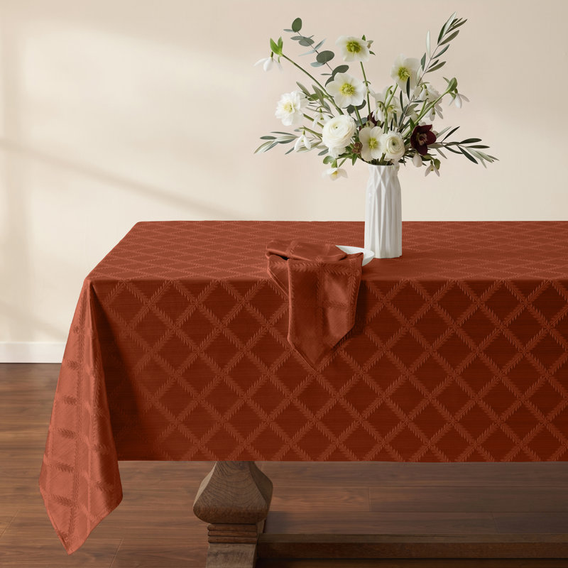 Lenox Laurel Leaf Damask Tablecloth, 70"x86" Rectangle, Rust