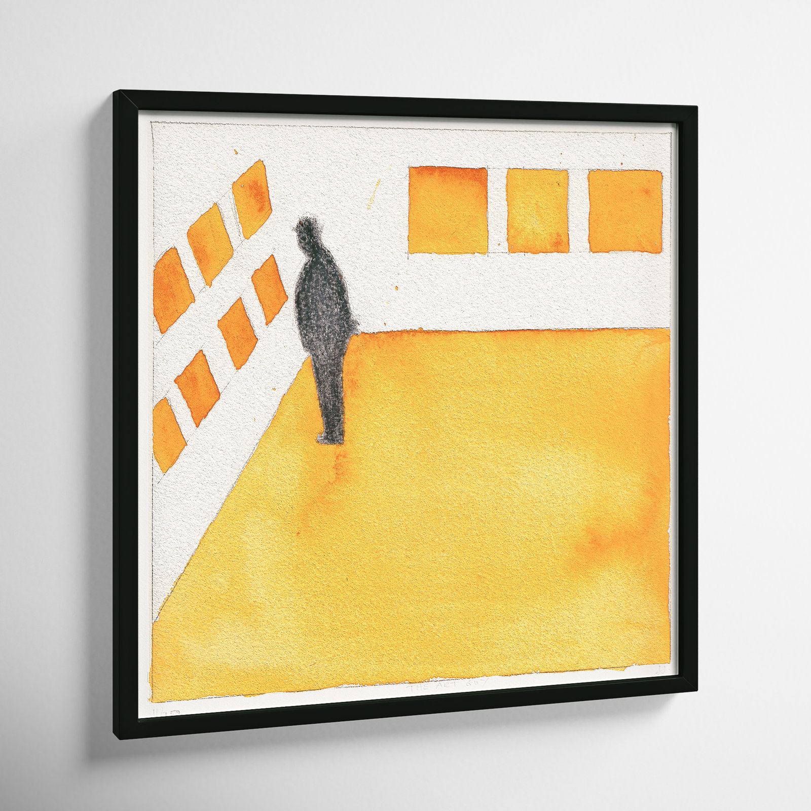 Art Guy Painting by Simon Schneiderman, Black Framed, 24" H x 24" W