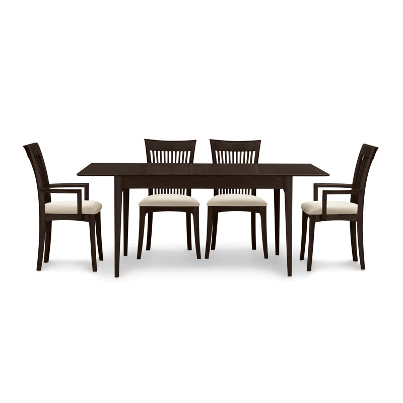 Sarah 4 - Person Solid Wood Top Four Leg Dining Set, Smoke Cherry, 30" H x 48" W x 36" D, White Leather
