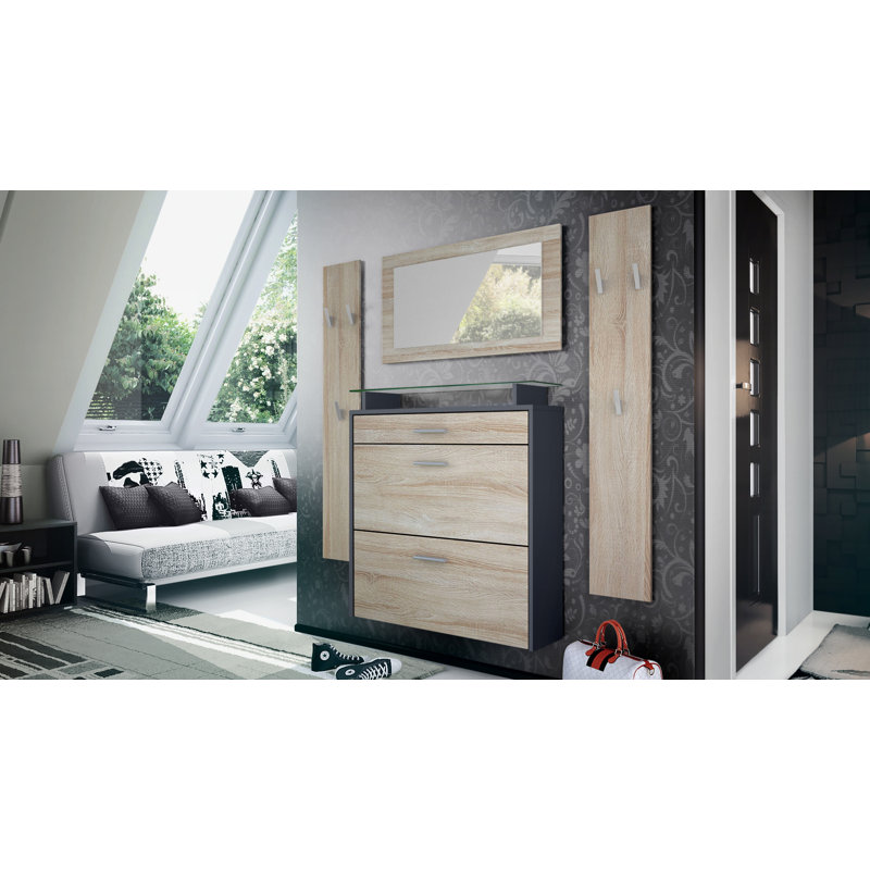 Mccarroll Hall Tree with Shoe Storage, Natural