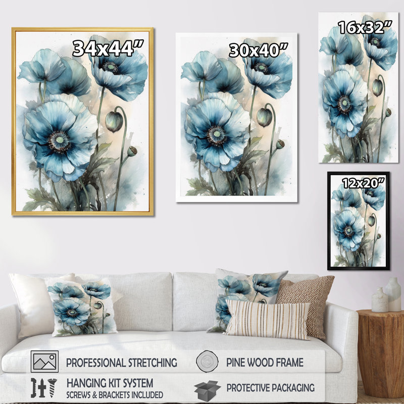 Radiance souvenir de coquelicot II sur toile, Cadre flottant noir, H 32 po x l 24 po x P 1 po