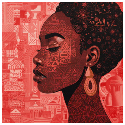 Tapisserie murale à profil africain complexe - Décoration murale portrait