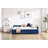 Upholstered Daybed With Trundle,Sturdy Wooden Bed Frame, Modern Diamond Grid Design,For Bedroom, Guest Room (Navy)-1951201736