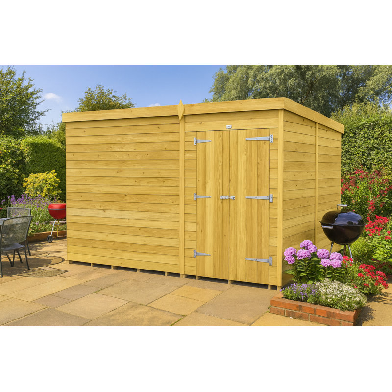12ft x 4ft Pent Shed - Double Door without Windows