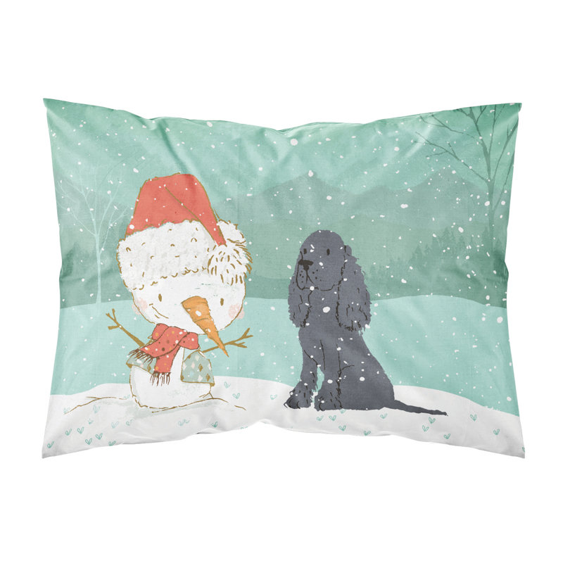 Snowman Christmas Microfiber, Black Spaniel