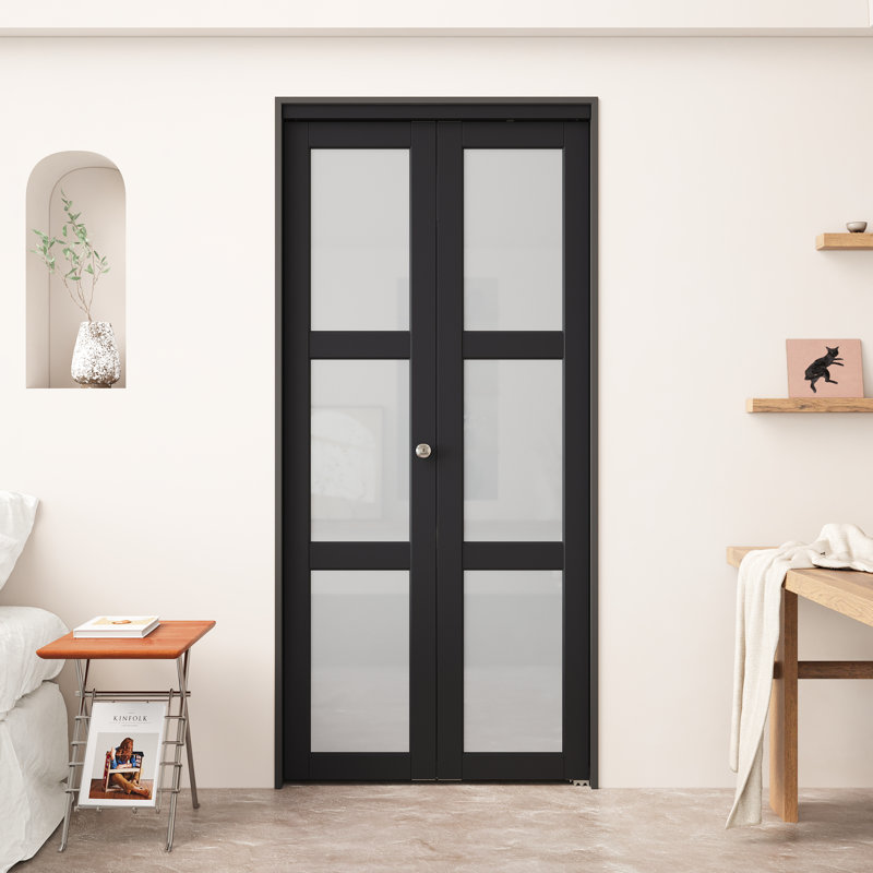24" × 80" Solid Manufactured Wood 24"W X 77"H Solid Core Shaker Bi-Fold Door With Installation Hardware Kit, 24" x 80"