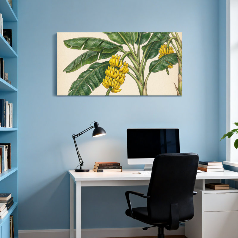 Plantes et fleurs Bananier avec fruits et feuilles, H 16 po x l 32 po
