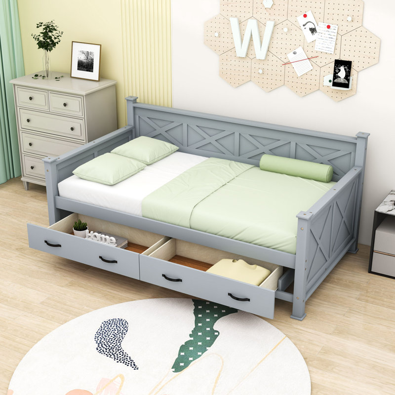 Lustick Twin Daybed with Drawers, Gray