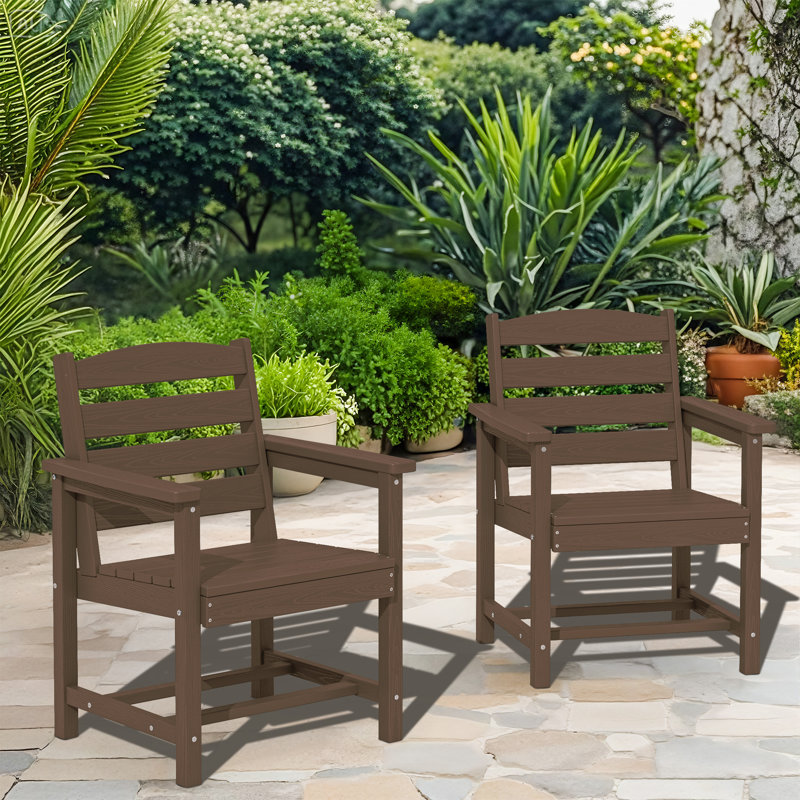 HDPE Outdoor Dining Chairs, Brown