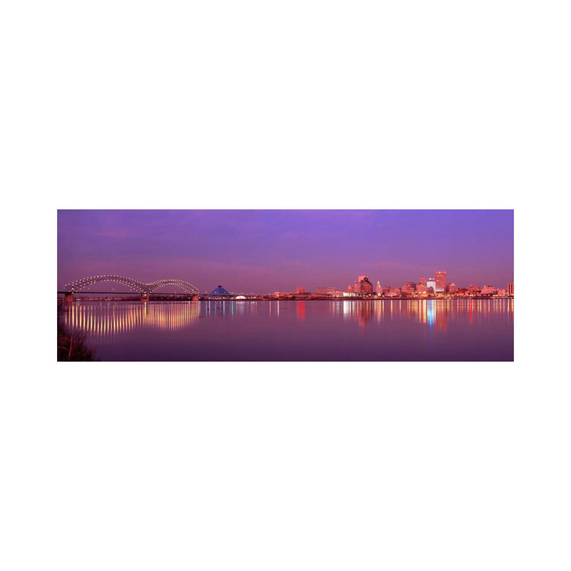 Night Memphis TN - Wrapped Canvas Panoramic Print, 30.48 cm H x 91.44 cm W x 1.91 cm D