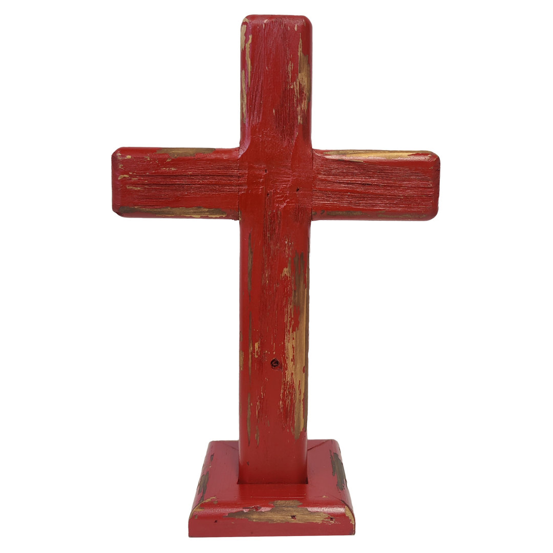 Alycee Decorative Distressed Wood Standing Cross Rosalind Wheeler 