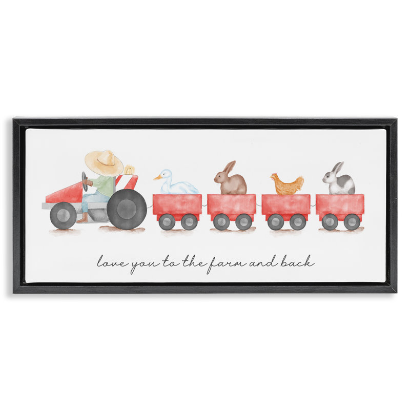 «Love You Farm & Back» par Daphne Polselli, H 11 po x l 25 po, Cadre flottant noir de jais