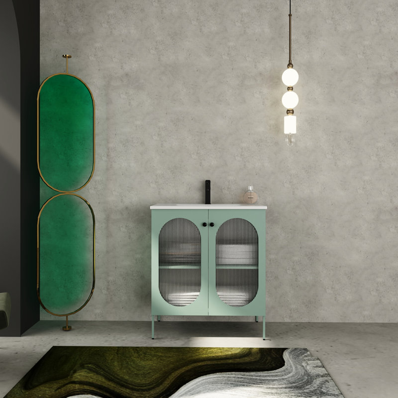 Meuble-lavabo de salle de bain avec lavabo en céramique