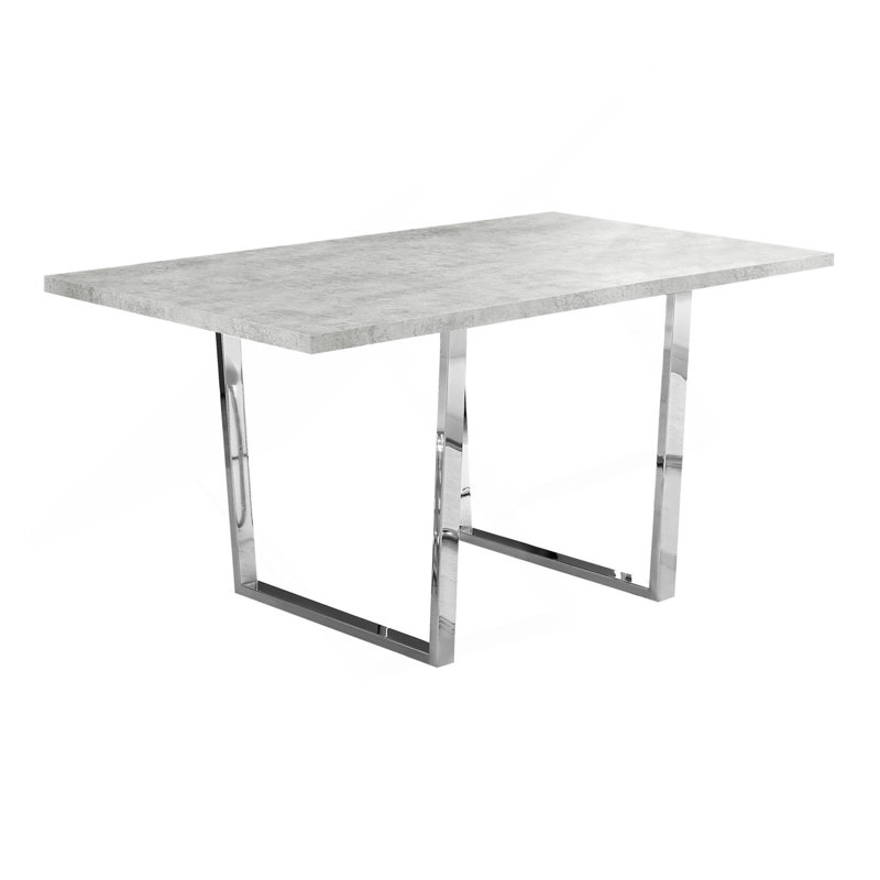 Table de salle à manger, rectangulaire, 60 po, cuisine, salle à manger, stratifié gris, métal chromé, contemporain, moderne