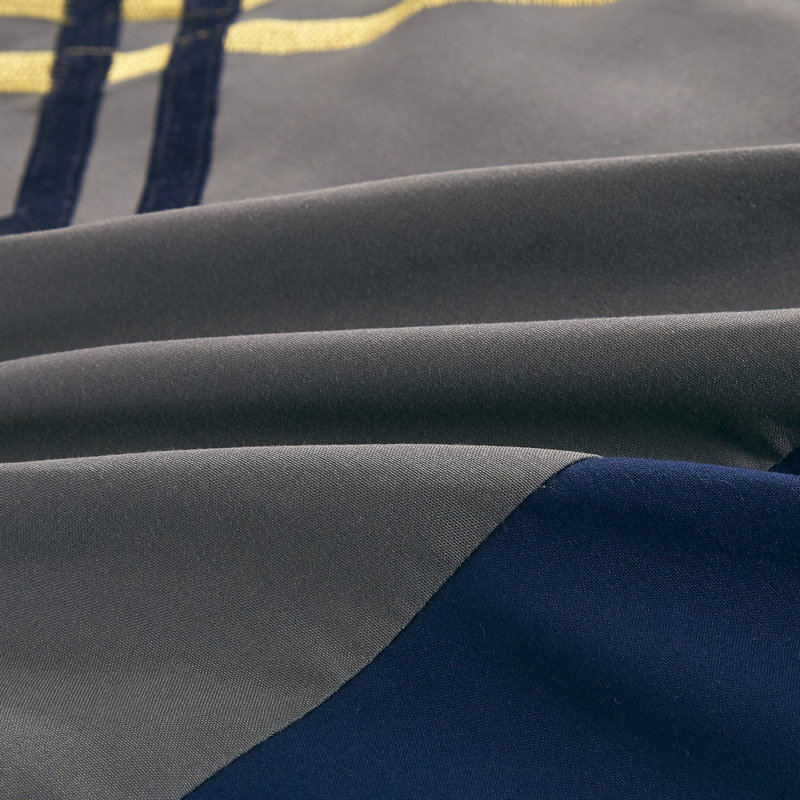 Microfiber Modern & Contemporary 7 Piece Comforter Set, Navy Blue/Gray/Yellow/White, Queen Comforter + 6 Additional Pieces