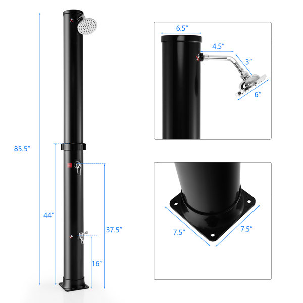 Costway 7.2 Ft 10 Gallon Solar Heated Shower W/adjustable Head