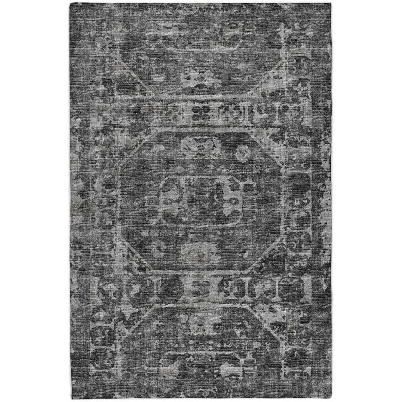 Premium Machine Washable Dream Shag Tribal Medallion Rug, 3' x 5', Black