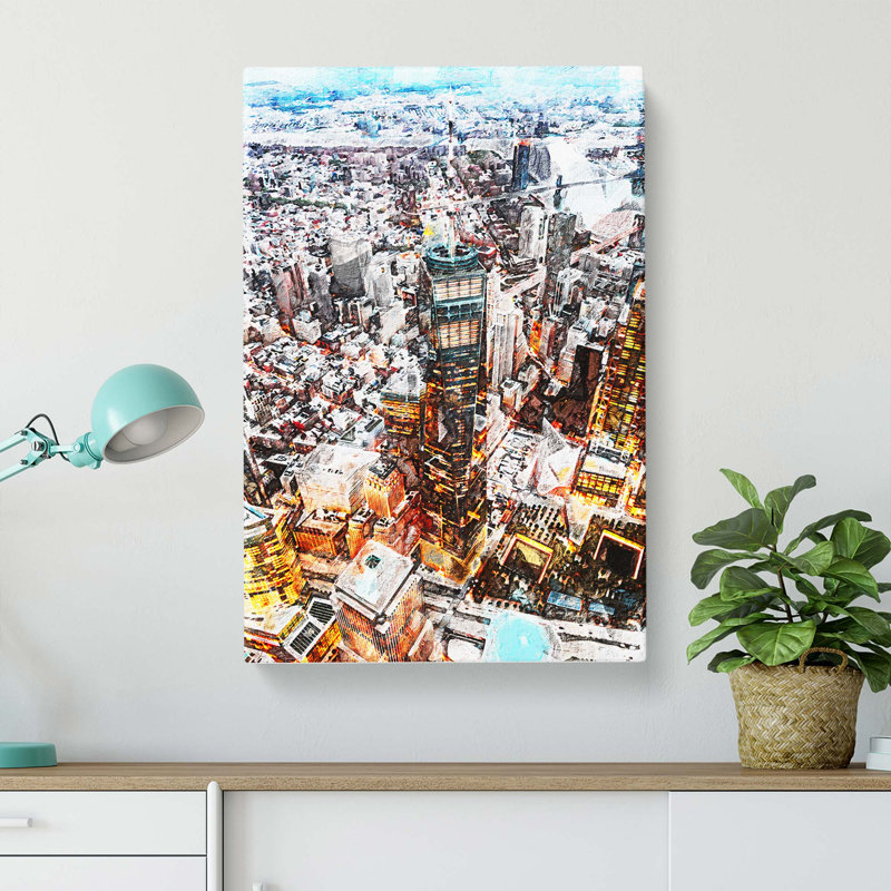 High Above New York City - Wrapped Canvas Painting, 50cm H x 35cm W x 3cm D
