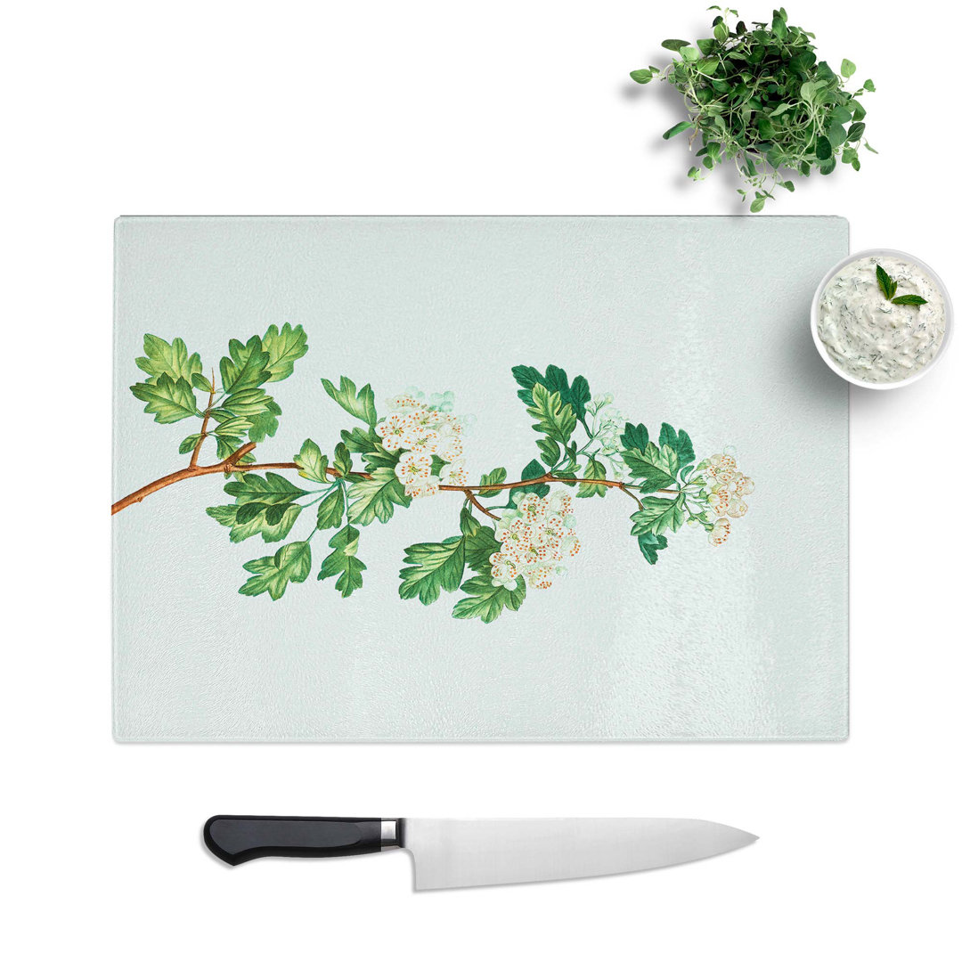 Glass Hawthorn Flowers by Pierre-Joseph Redoute Chopping Board