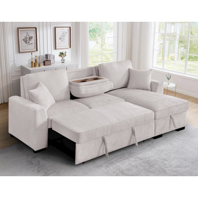  90.5 inch Modern L-Shape Multifunctional Storage Corner Sofa Bed