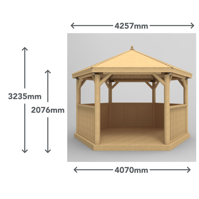 4.5 x 4m Wooden  Gazebo with Timber Roof with Installation Service