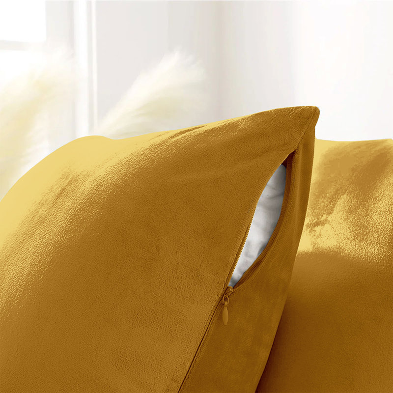 Heavy Crushed Velvet Cushion Cover, Yellow