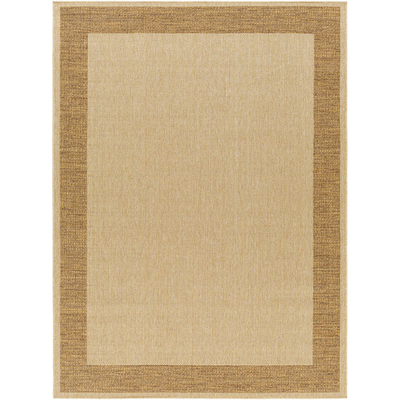 Tapis intérieur / extérieur brun clair en polypropylène tissé à la machine Bouchaib, Rectangle 2 pi x 3 pi