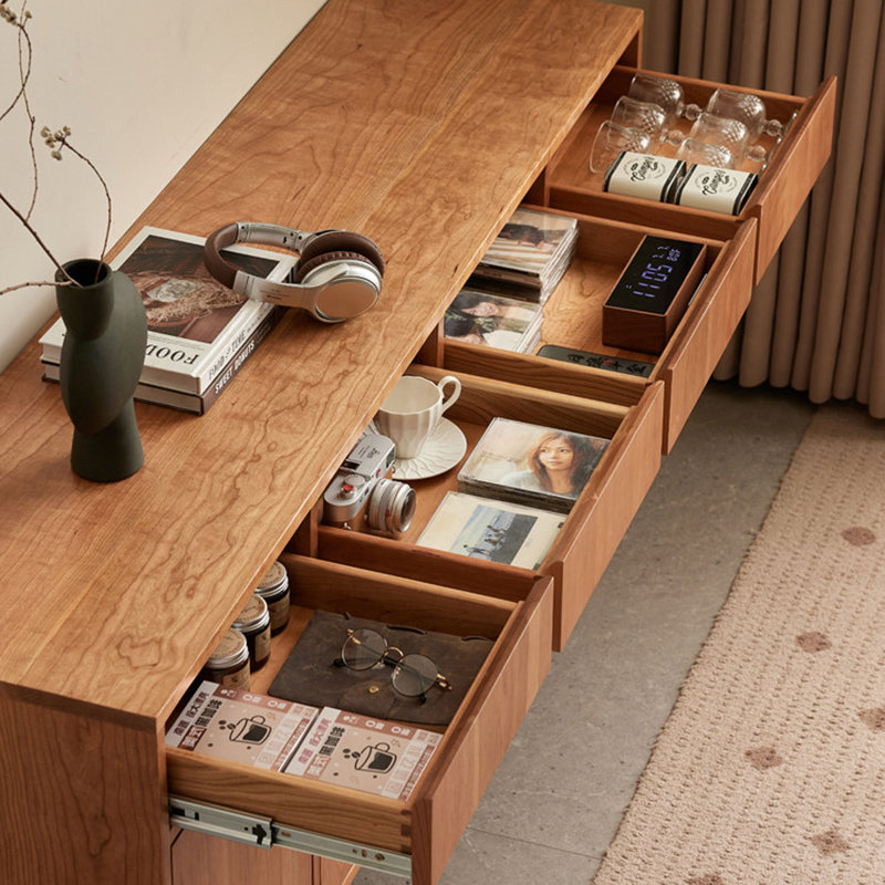 Buffet entièrement en bois de cerisier massif, H 31,49 po x l 62,99 po x P 15,74 po