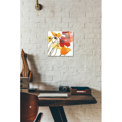 «Up Two on White Yellow» par Shirley Novak, art mural en verre acrylique