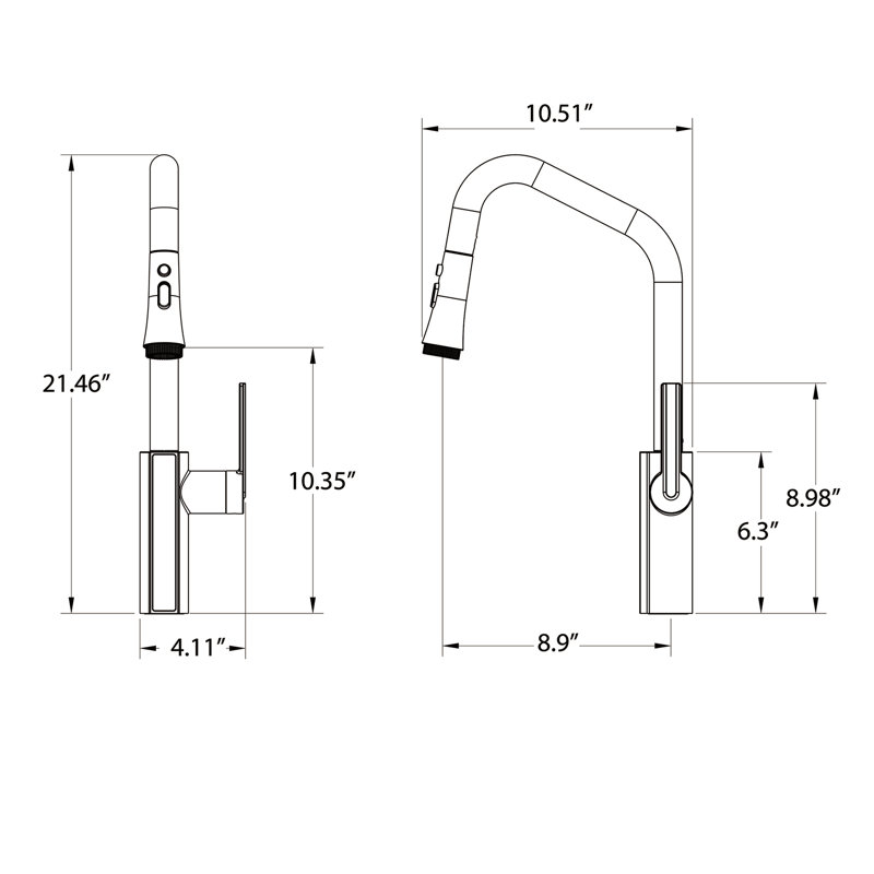 21.46" Kitchen Faucet with Pull Down Sprayer, Brass Temperature Digital Display Kitchen Sink Faucets, Brushed Gold