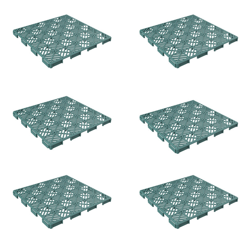 Interlocking Deck Tiles - Diamond Pattern Outdoor Pavers - Slip Resistant Flooring, Green