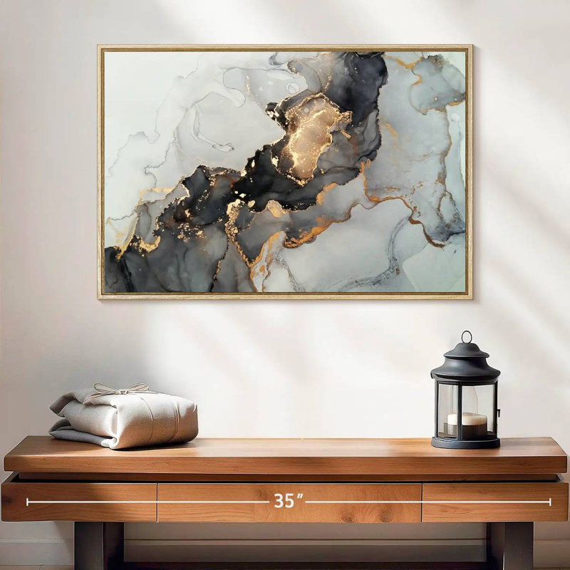 Luxe abstrait, 25 po x 17 po, Cadre flottant en bois naturel