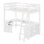 Structure de lit en bois massif avec tablettes de rangement, armoire, bureau en U et 2 tiroirs-1154058140-1154058131