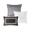 Édredon très grand 7 pièces gris / taupe avec motif rayé à l'envers