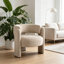 Chaise d'appoint moderne à dossier creux avec tissu texturé gris-1703989897