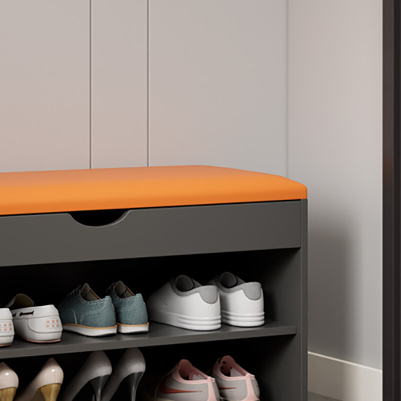 27.6'' Shoe Storage Bench, Gray/Orange
