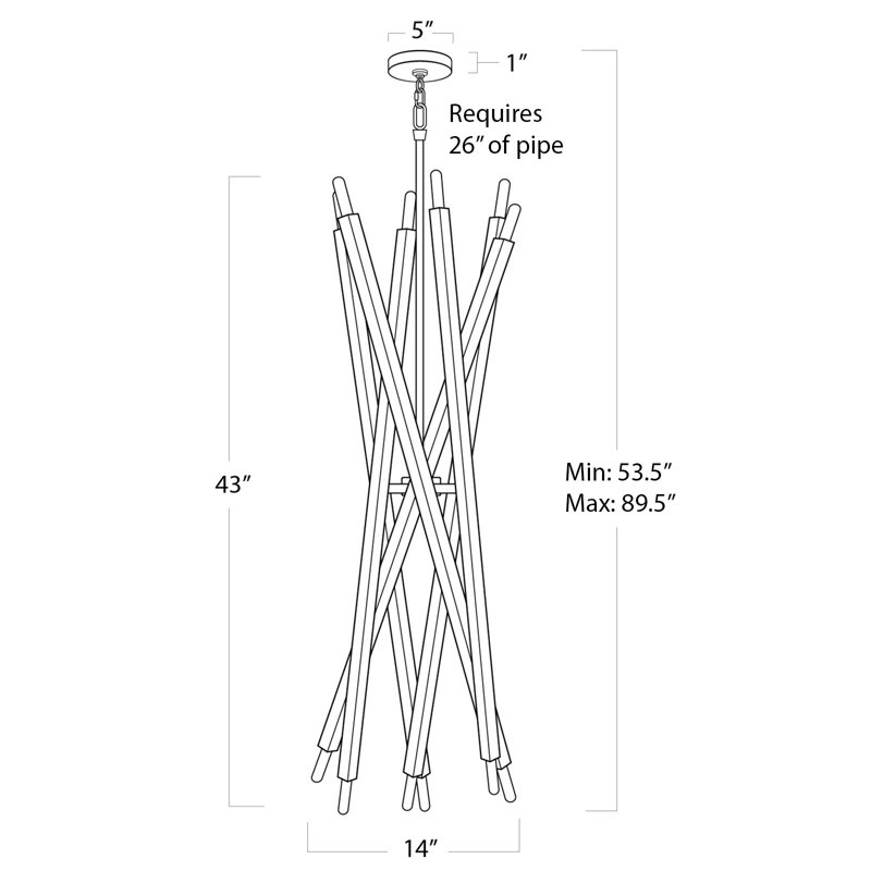 Viper Chandelier, Natural Brass
