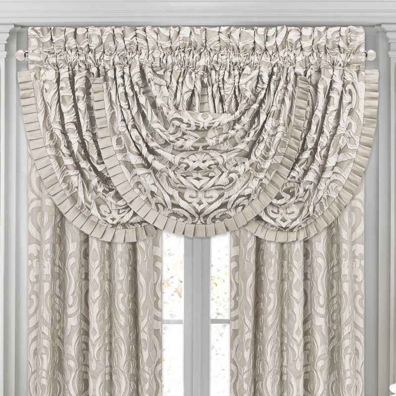 Sand Damask Waterfall Valance with Rod Pocket