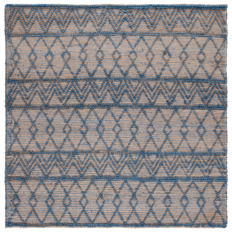Tapis géométrique beige en jute et en coton à tissage plat Annmari, Carré 6 pi