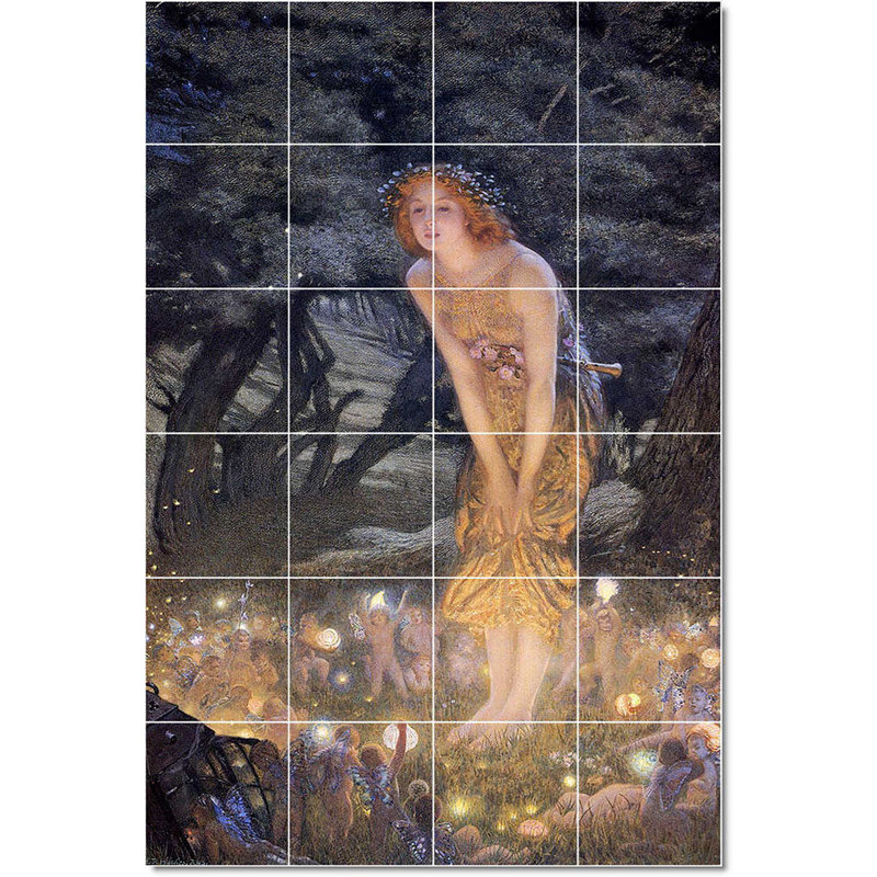 Carreau de peinture murale 32 po x 48 po 8 po x 8 po, Edward Edward Huges, femme, W22619
