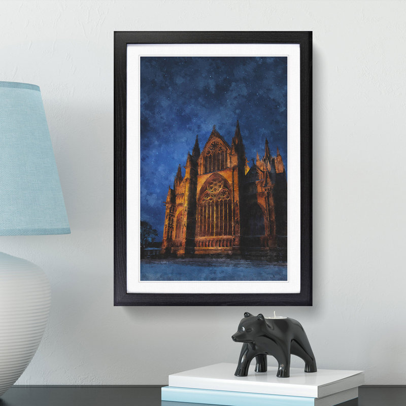 Lincoln Cathedral in England - Framed Print, 33cm H x 24cm W x 2cm D, Black Framed