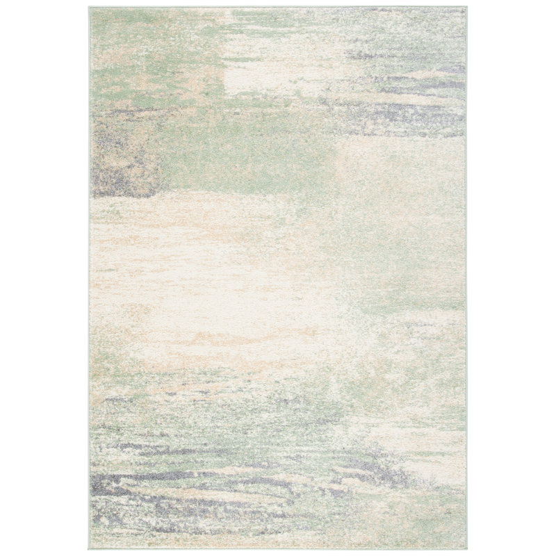 Algonquin Performance Abstract Rug, Rectangle 4' x 6', Ivory/Green