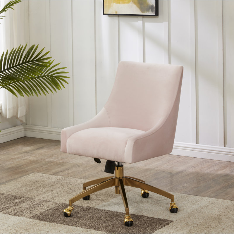 Orna Polyester Task Chair, Light Pink, Gold