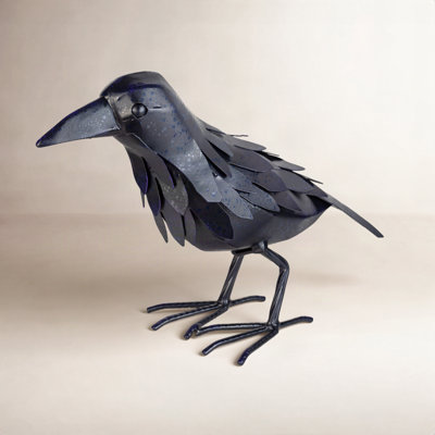 Halloween Crow Metal Garden Statue