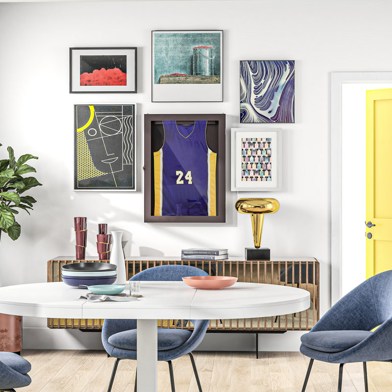 Cadre d'affichage 24 po x 32 po, brun, protégé, pouvant accueillir des souvenirs sportifs, convenant au baseball, soccer, étui de 24 po x 32 po, avec / avec protection et support