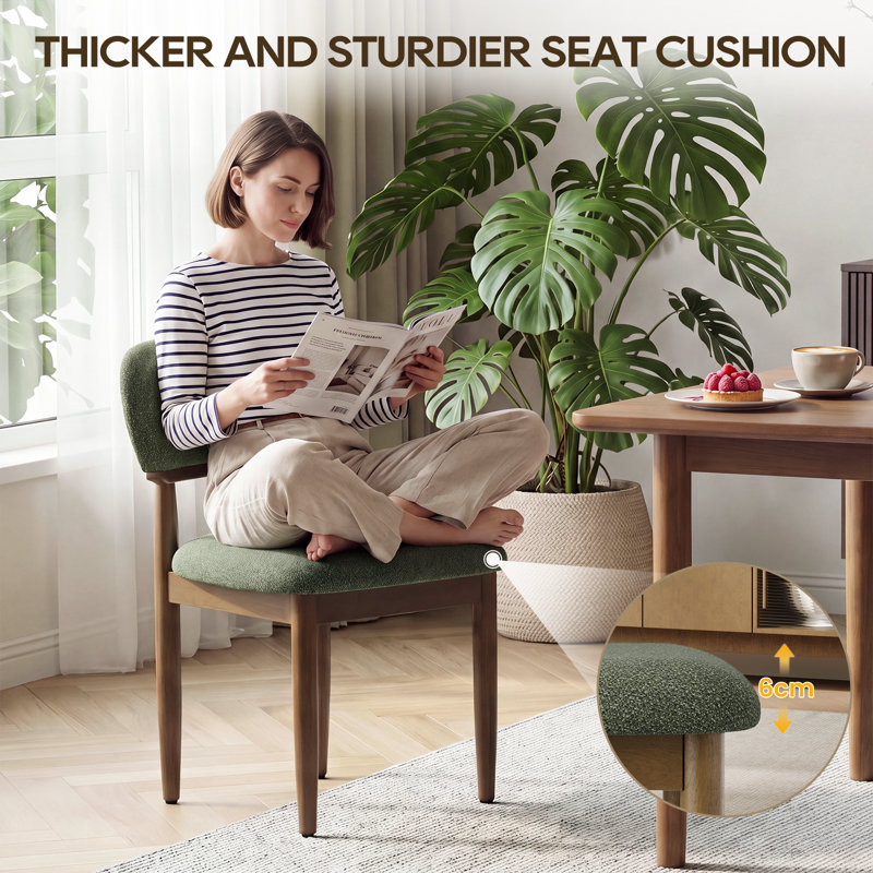 49 cm H Upholstered Chenille Dining Chair, Green