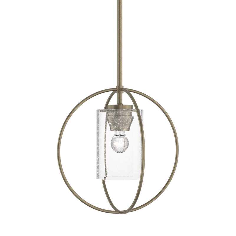 Interlude 1 - Light Unique/Statement Globe Pendant, Seeded Clear, Soft Gold