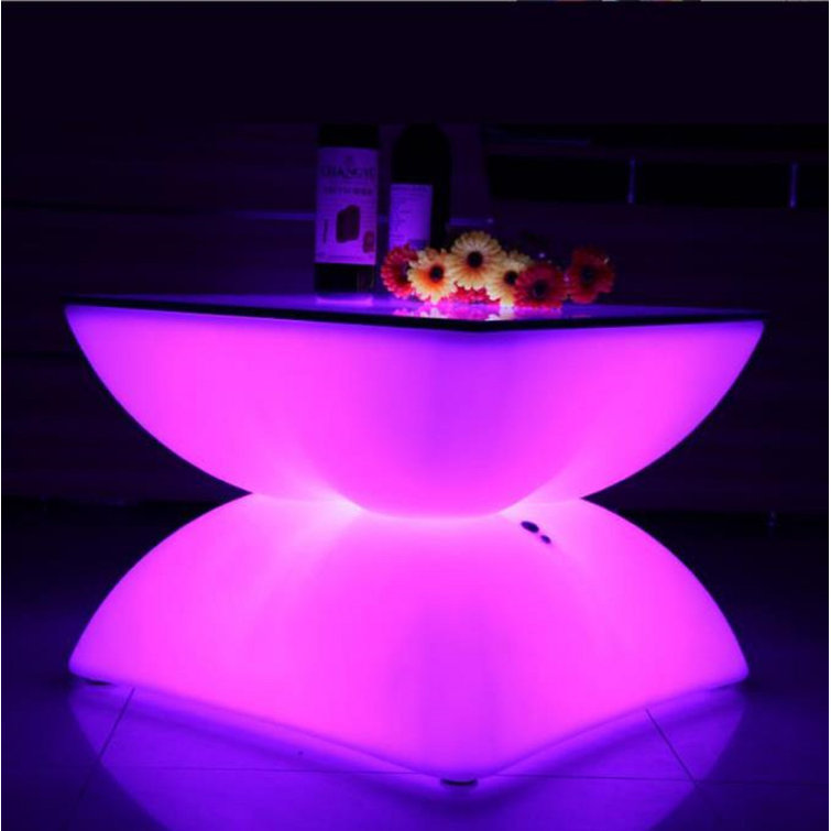 Allaina Pedestal Coffee Table, LED light and charger 