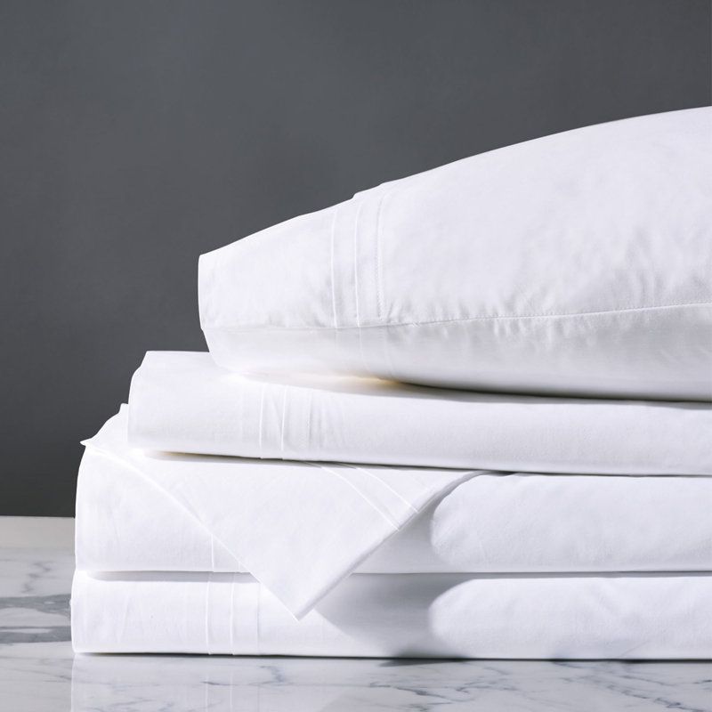 Vail 100% Cotton Percale Sheet Set, Queen, White